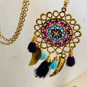 Hand made in Mexico dreamcatcher necklace